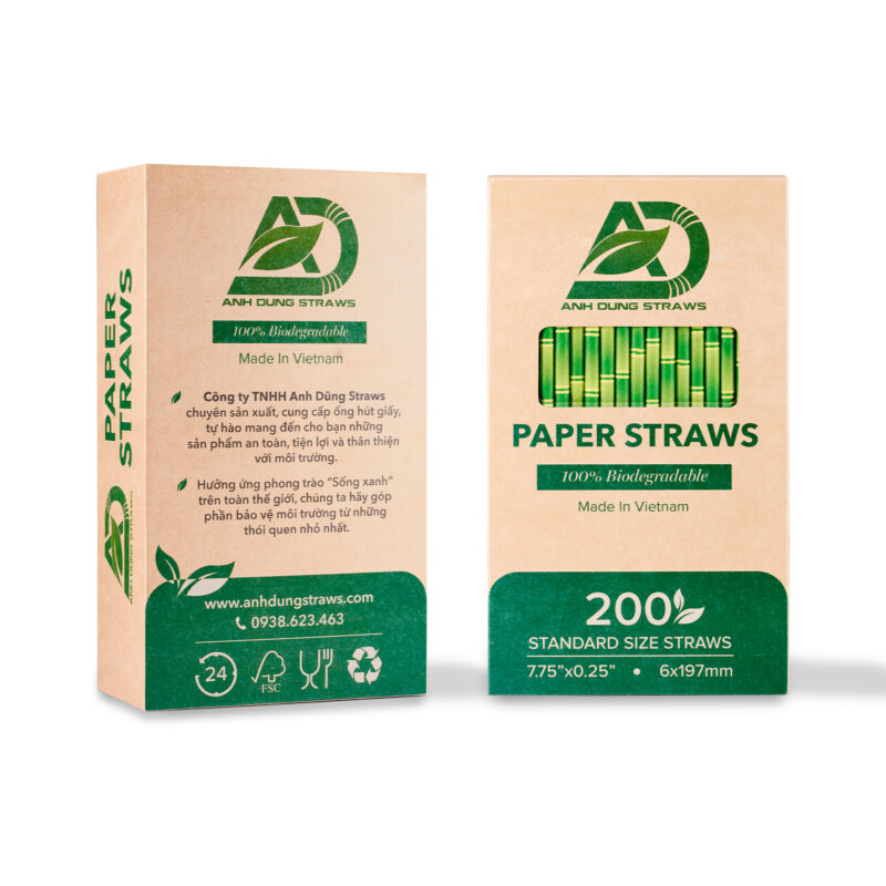 Ống hút giấy màu trúc xanh