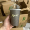 Ly giấy màu xám 16oz in logo