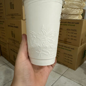 Ly giấy 16oz 2 lớp dập nổi họa tiết hoa ly